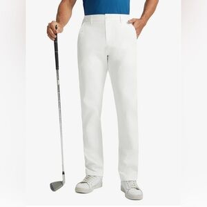 MAELREG Mens Golf Pants 34/30 Straight Fit Quick Dry Lightweight Pockets White.